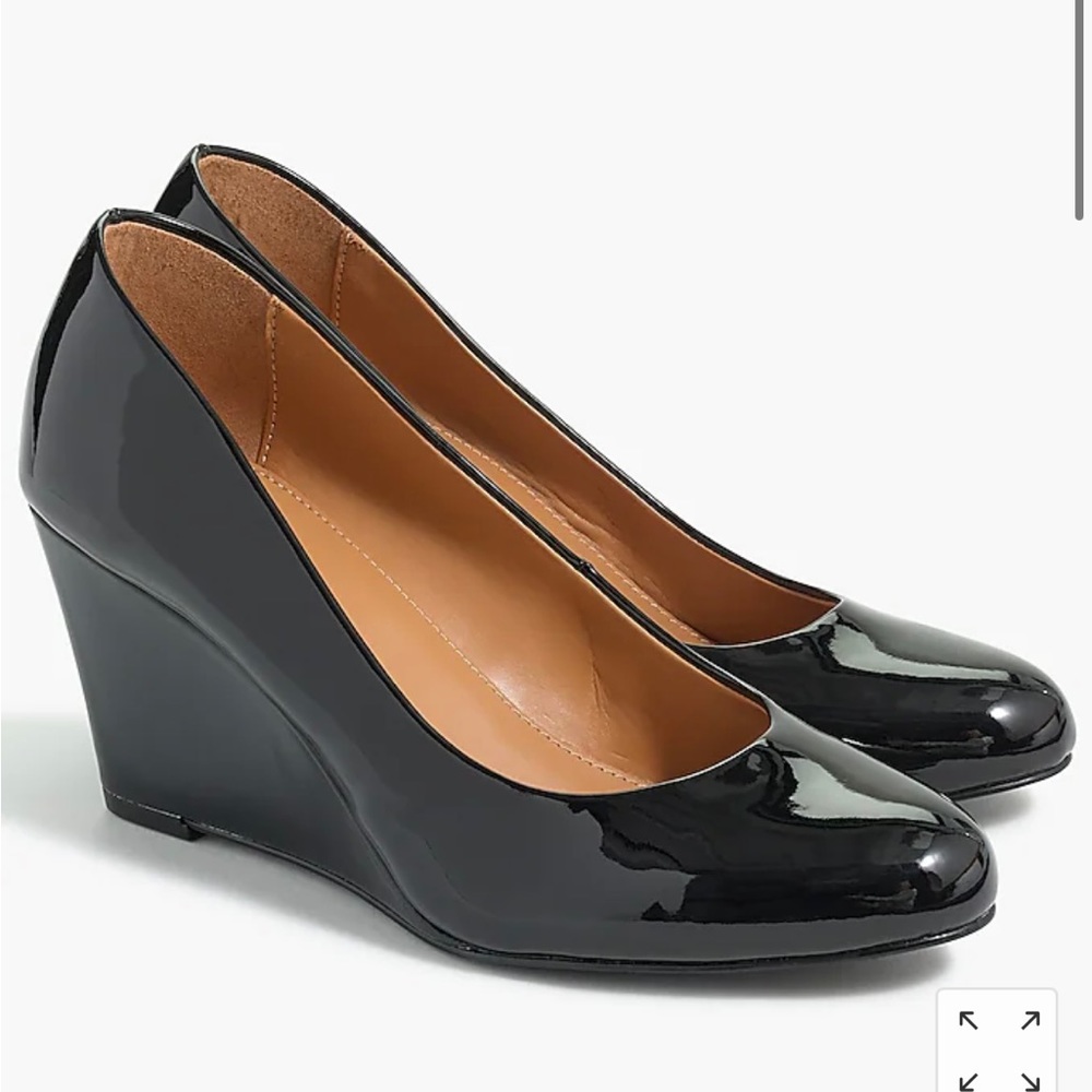 J Crew Martina patent leather wedge heels